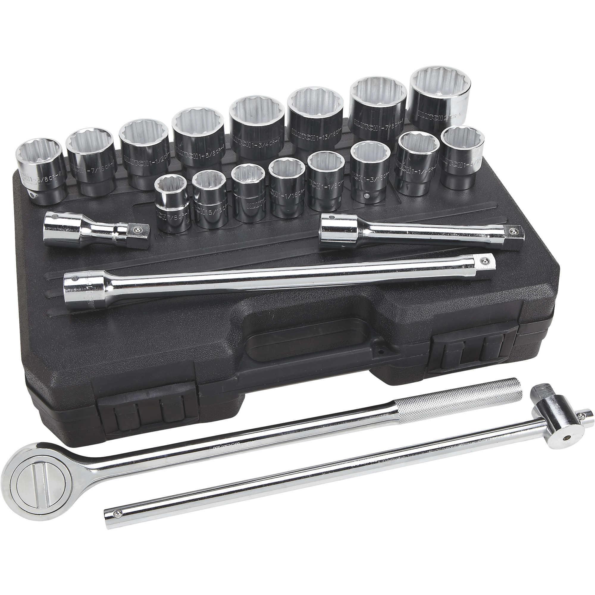 Klutch 3/4in.-Drive Socket Set, 21-Pc., SAE